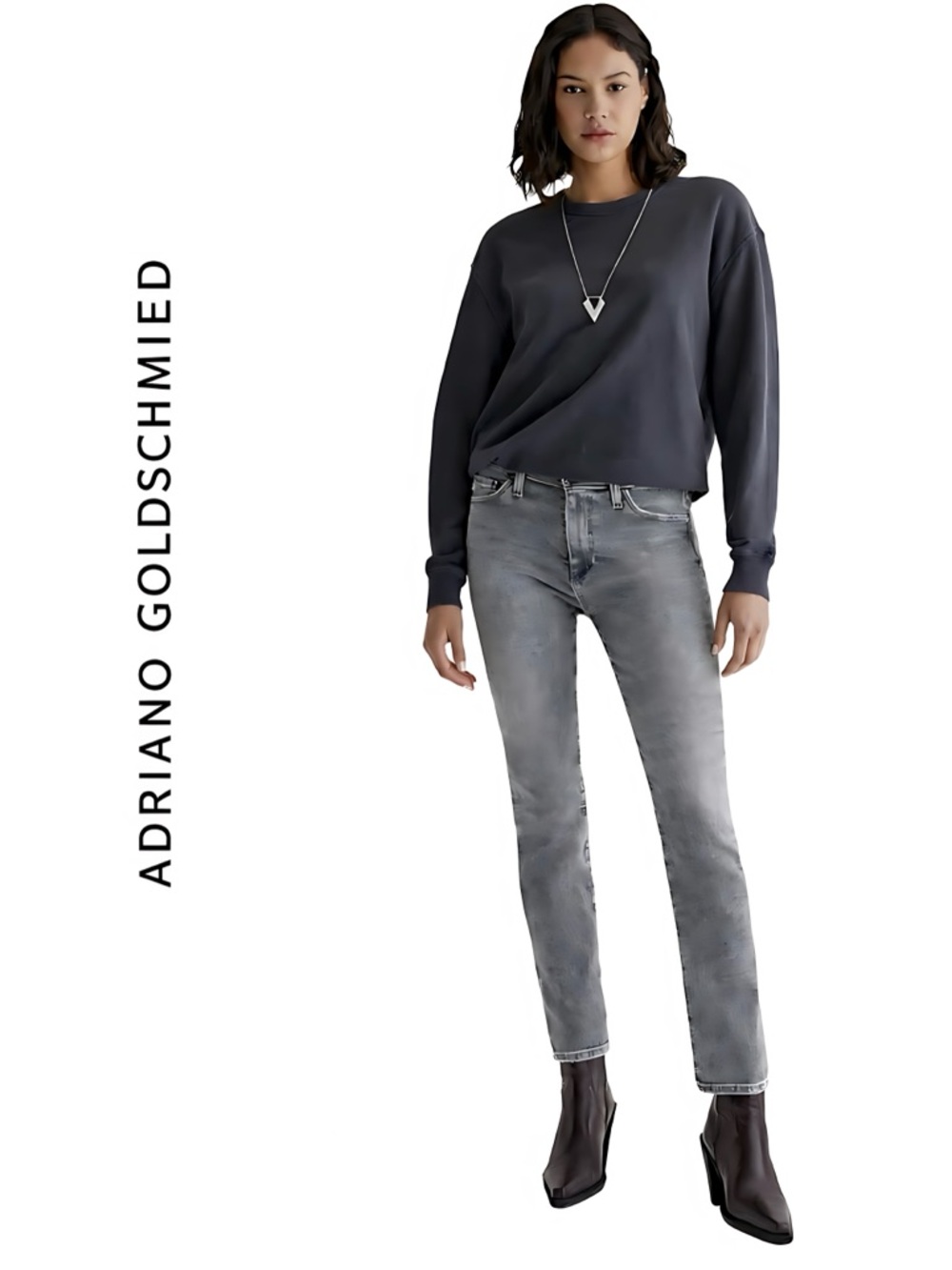 AG Adriano Goldschmied Gray Denim Jeans NWT Women’s 26R High Rise Slim Straight